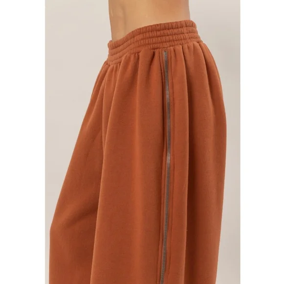 #836 🛑S,M Boho Chic Fabulous Wide-Leg Side Zipper Sweatpant - Picture 8 of 15